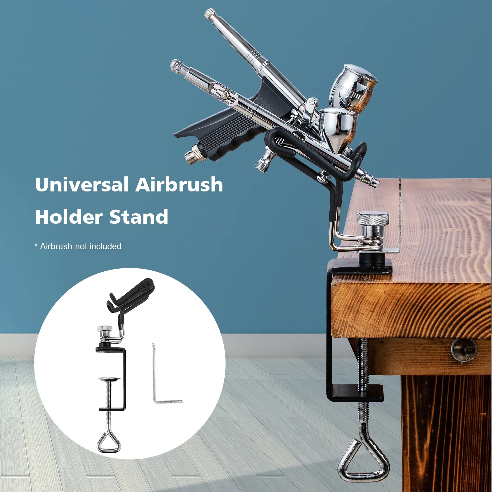 Universal Airbrush Holder Stand Airbrush Rack Tool Two-Brush Holder  Clamp-on Table Stand