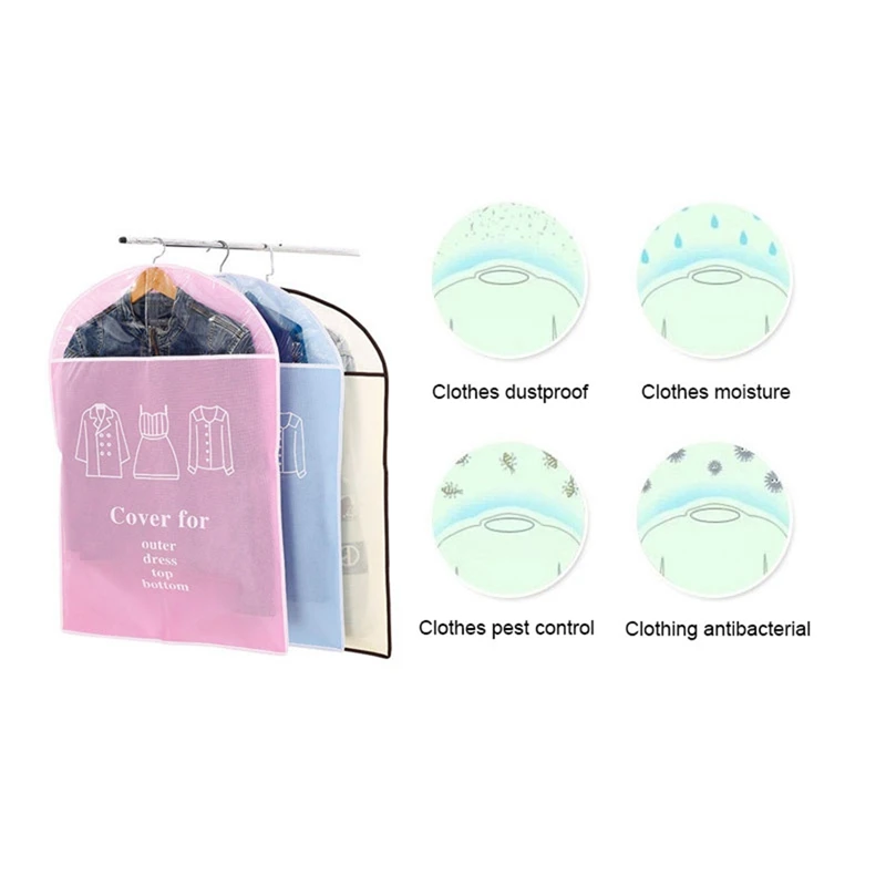 HHO-5Pcs/комплект, подвесной чехол для одежды, чехол для одежды с защитой от моли, пылезащитный чехол, сумка для хранения одежды, костюм, пальто, платье, куртка, защита
