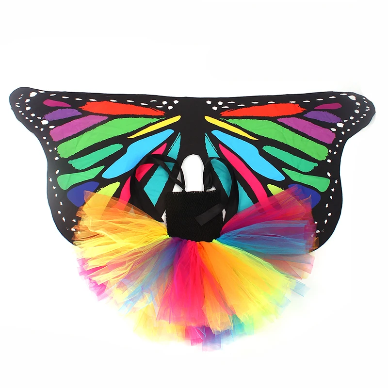 Bright Rainbow Butterfly Tutu Dress Little Kids Girls Halloween Costume Outfit Children Birthday Party Beach Holiday Tulle Dresses (24)