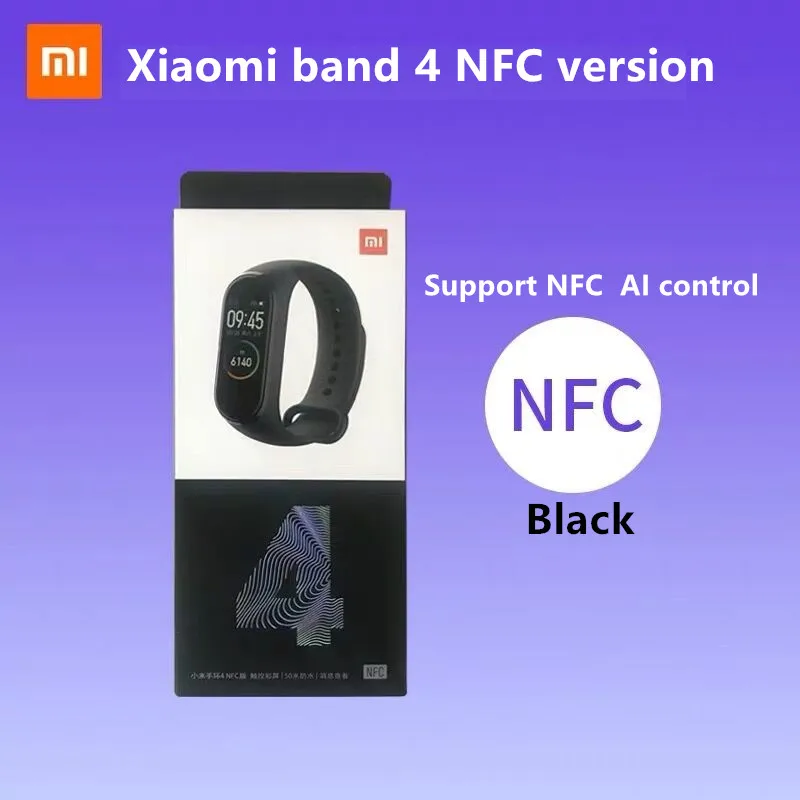 Xiaomi Mi band 4 NFC версия AI контроль сердечного ритма фитнес-трекер 50 м водонепроницаемый сенсорный цветной экран Bluetooth 5,0 браслет