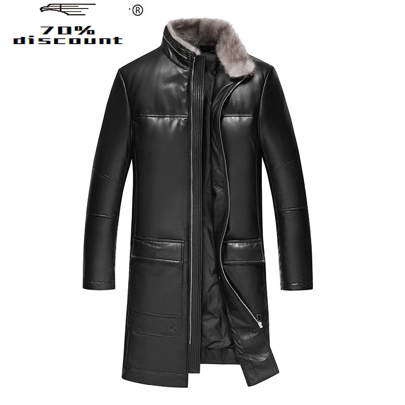 

Men's Genuine Leather Jacket Winter Jacket Men Mink Fur Collar Long Coat Mens Sheepskin Down Jackets MG-2832052 MY2466