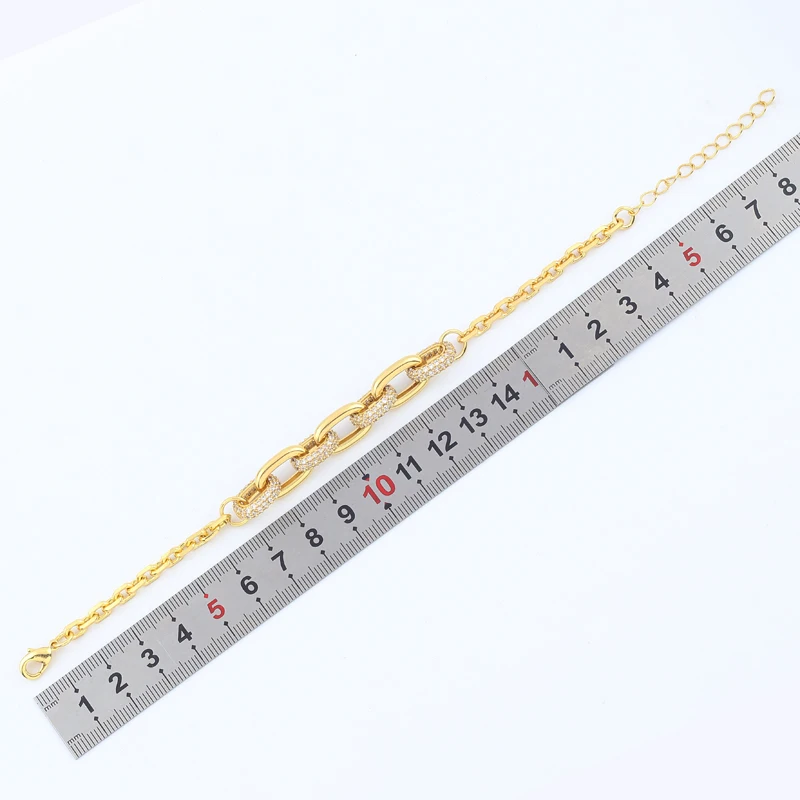 Femme Micro Pflastern Strass Kupfer Gold Überzogene Chunky Kette Armband Modeschmuck Für Frauen Punk Geburtstag Party Geschenk – Detail 1