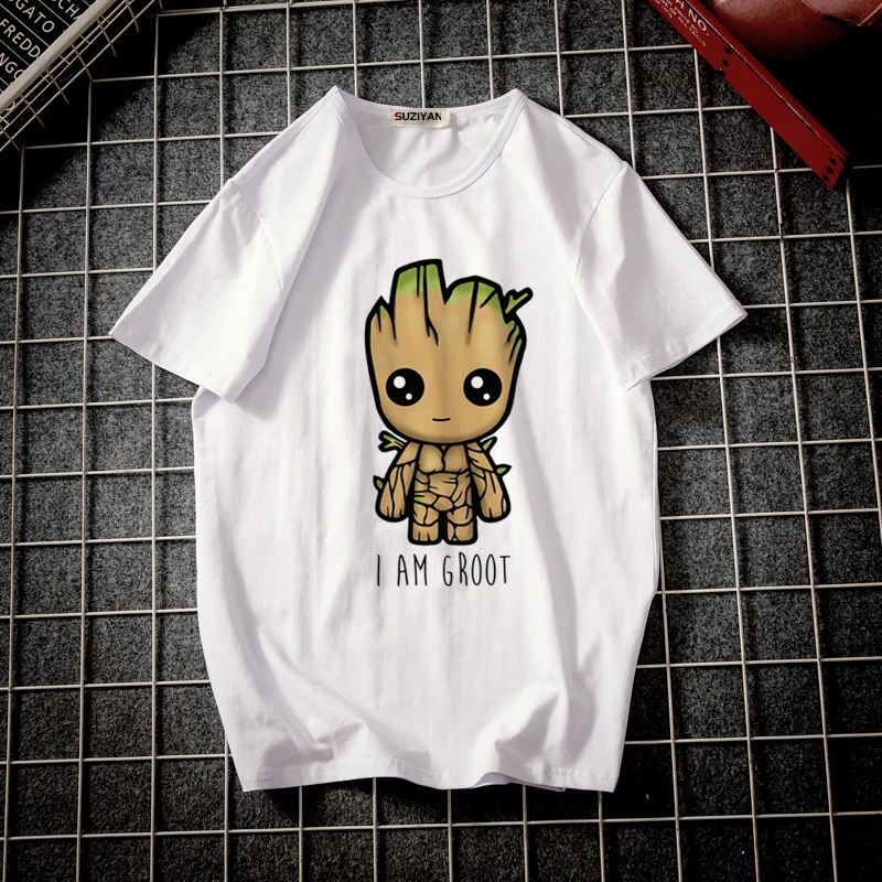 &quotI AM GROOT&quot Милая футболка для девочек с ярким рисунком аниме Kawaii Женская