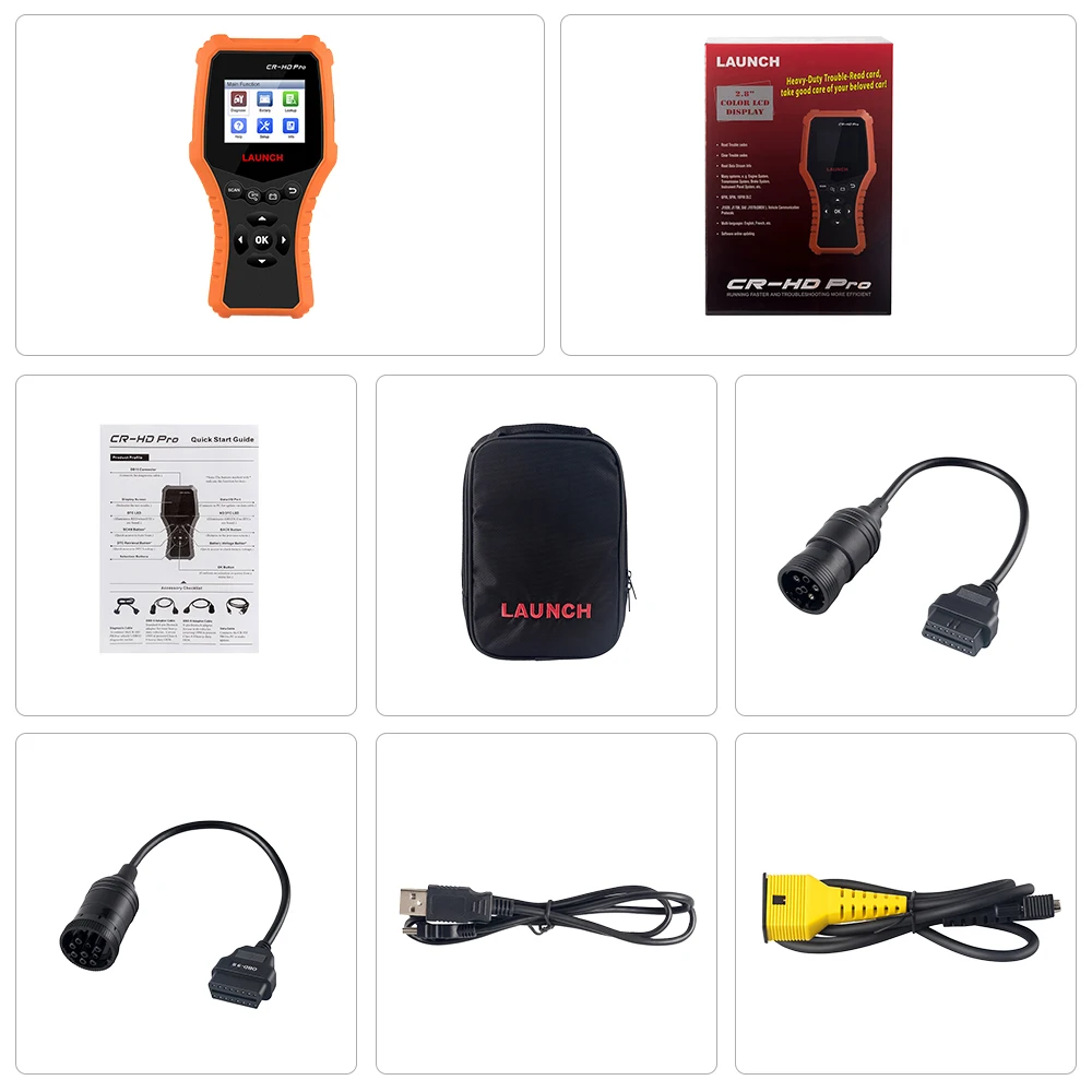 LAUNCH X431 CR-HD Pro для 12 В/24 В автомобиля и тяжелых грузовиков OBD OBD2 Диагностический Авто сканер инструмент считыватель кодов бесплатное обновление CR HD
