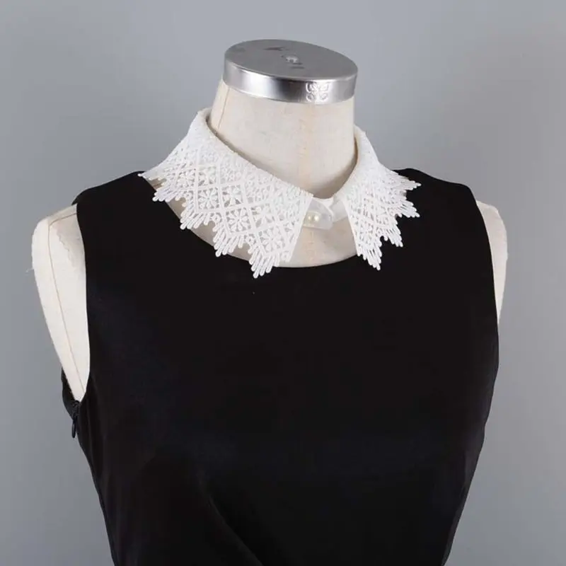 Женская ажурная блузка с отложным воротником съемная вышивка цветочные