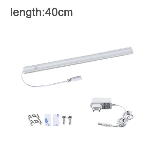 1x40cm with power Светодиодный светильник с датчиком движения PIR, светильник для кухонного шкафа, прикроватная лампа для спальни, светодиодный светильник, декоративный, для общежития, на холодильник, светодиодный, Домашний Светильник ing - Цвет: 1x40cm with power