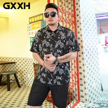 

GXXH Casual Printed Short Sleeve Shirt Men Street 2020 Hawaii Beach Oversize Men Fashion Harujuku Shirts Plus Size 7XL 140kg Men