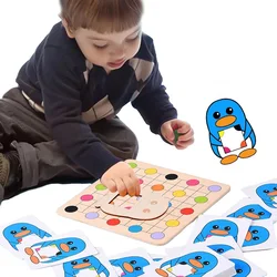 Pinguim jogo de memória cor correspondência brinquedo 3d lógica de quebra cabeça de madeira para crianças educacional jouet montessori 2 3 4 5 6 ans