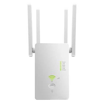 

WiFi Repeater Signal Amplifier 1200M Wireless Router Network Extender 2.4/5.8G WiFi 2 Ports (EU Plug)