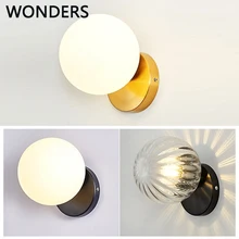

Nordic New bedroom bedside Glass art lampara Creative round aisle corridor LED wall lamp Fashion home decoration бра sconce
