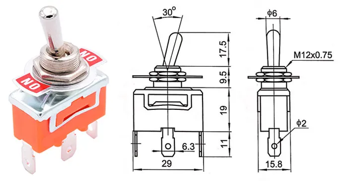 5pc 15A 250V interrupteur à bascule E-TEN 1322 1021 1122 1221 1321