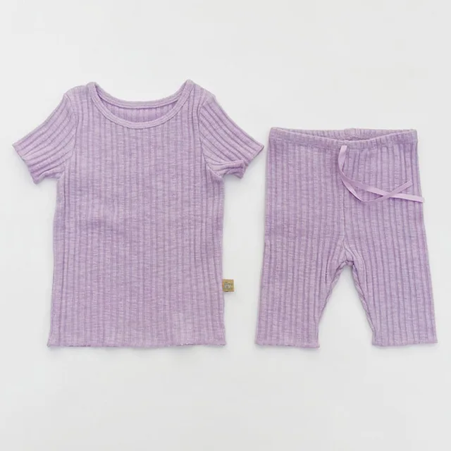 Summer Newborn Baby Boy Clothes Set Soft Cotton T Shirt + Shorts Pants 2pcs Kids Girls Outfits Children Clothing Set purple