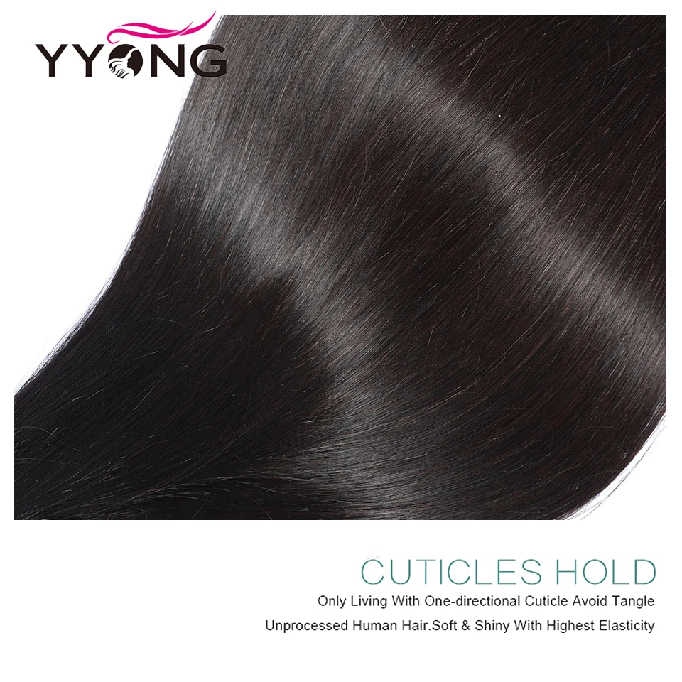  Yyong Straight Hair Bundles With 7x7 Lace Closure Brazilian Human Hair Weave Bundles With Closure H