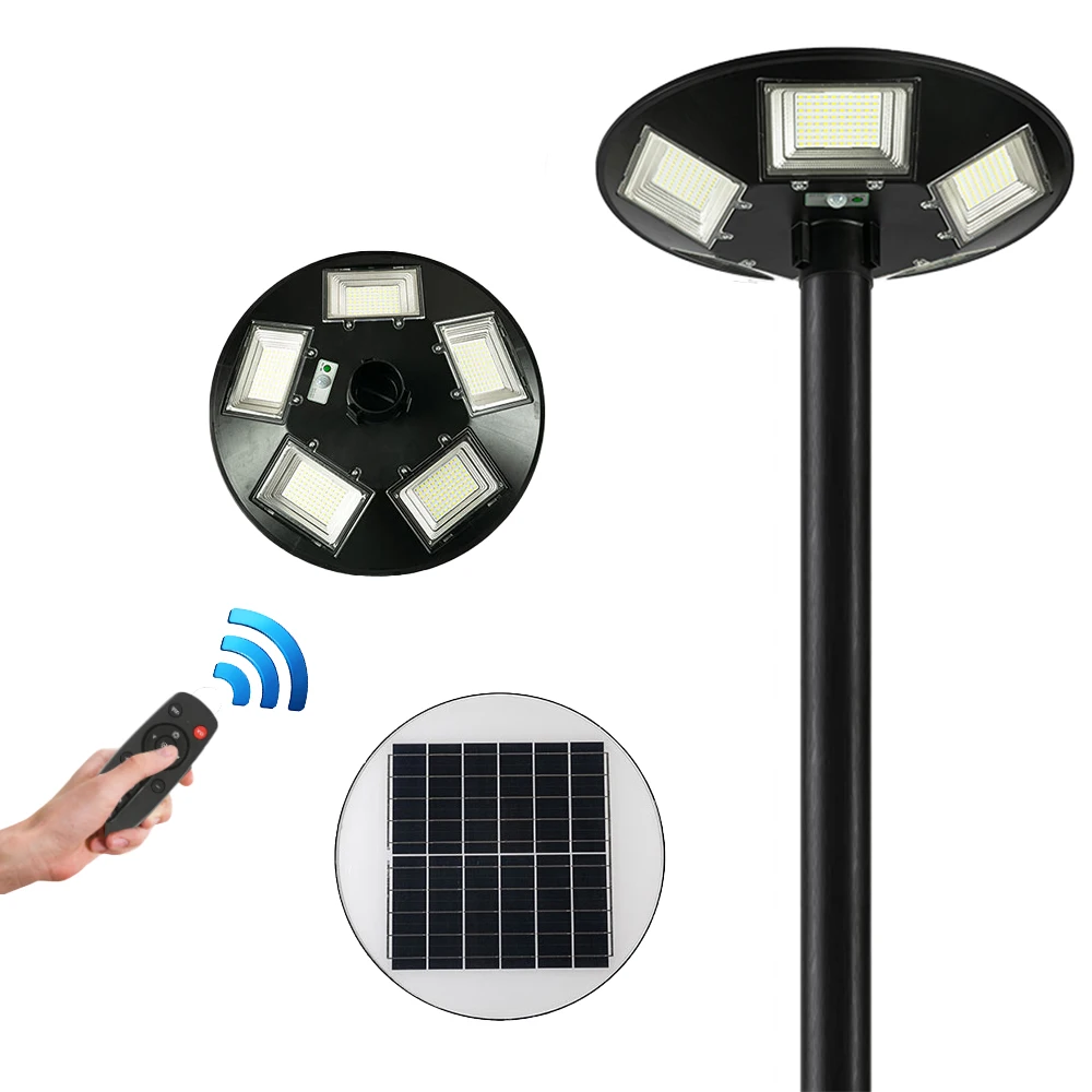 

Korea Free Shipping UFO Outdoor IP65 Waterproof Round ABS All In One Remote Control Motion Sensor Solar Street Light