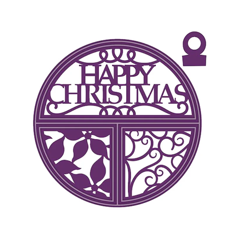 

Happy Christmas Flower Lace Line Round Frame Metal Cutting Dies Scrapbooking Cards Decorate Embossing Paper Craft New Stencils