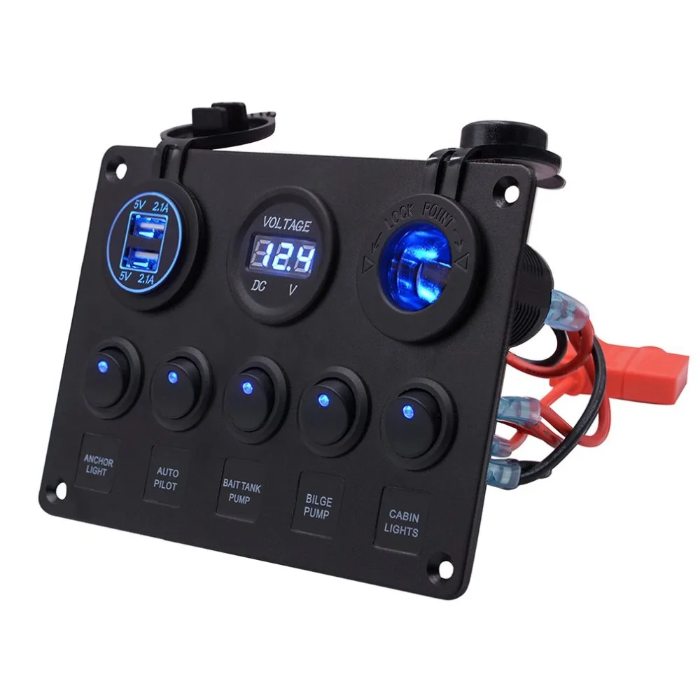 Cs-666A1-3 круглый светильник+ сигаретный светильник er Seat+ двойной Usb+ Вольтметр комбинированная панель для автомобиля лодки Rv грузовик Camper