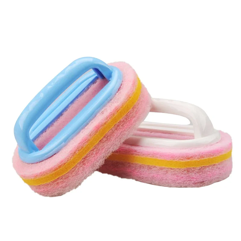 

New 2019 Kitchen Bathroom With Handle Tile Sponge Cleaning Brush Bath Brush Strong Decontamination Wash Pot Brush