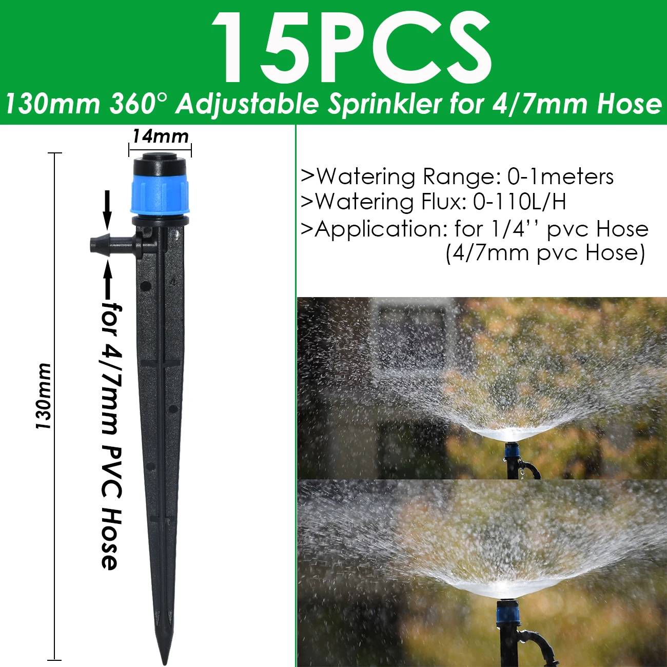 SPRYCLE 4/7mm Garden Adjustable Irrigation Stake Sprinkler Emitter Dripper Micro Spray Rotating Nozzle Watering Arrow Greenhouse 5