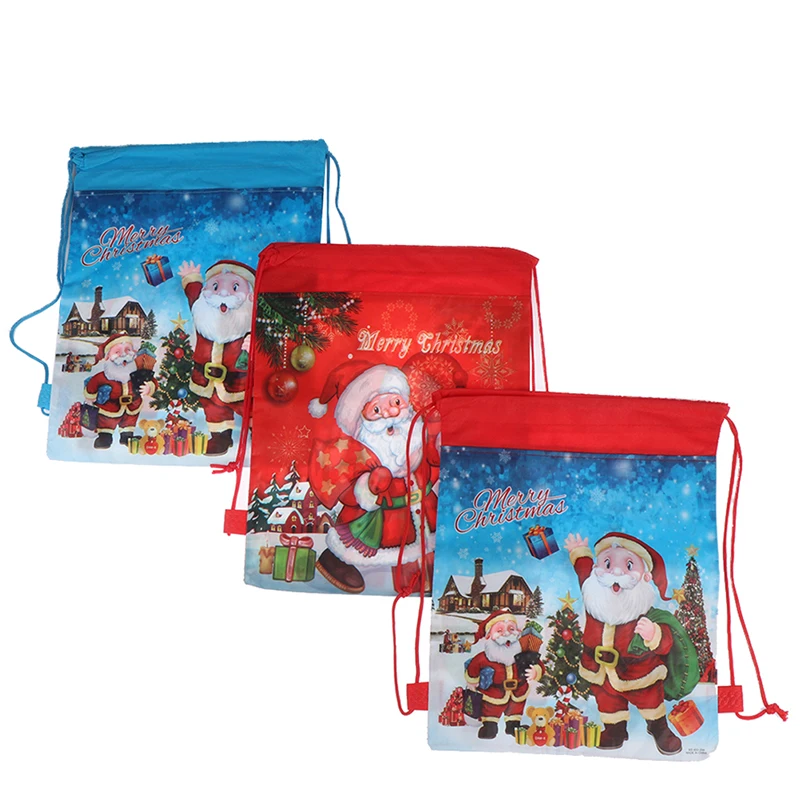 3 стиля Санта Клаус шнурок большой рюкзак подарок на Рождество/конфеты мешок дети год банкет Чулки Подарки держатели мешок