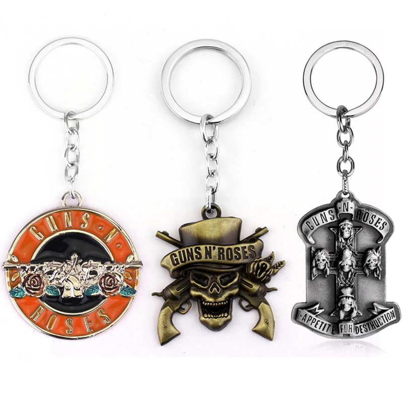 Guns N Roses Rock Band Keychain Music Band GnR Metal Keyring Key Chains