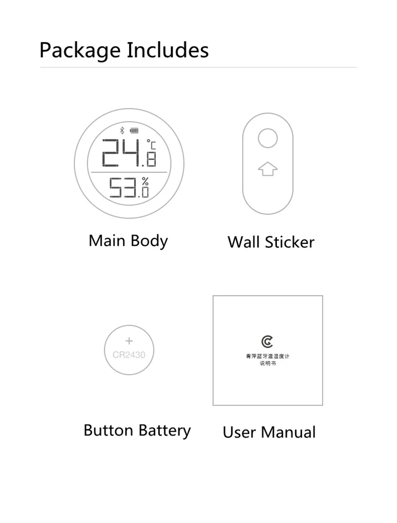 Bulk Xiaomi ClearGrass Digital Bluetooth Thermometer Hygrometer 0~50 Electronic Ink Screen Data Automatic Recording with mi APP (6)