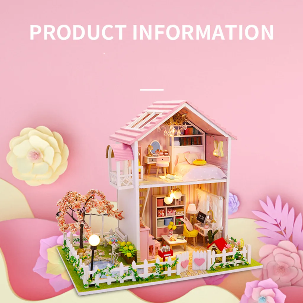 Diy Miniature Doll House Model Toys For Kids 3d Wooden Furniture Flower Room Simulation Toy Christmas Decorate Craft Toy Gift G6