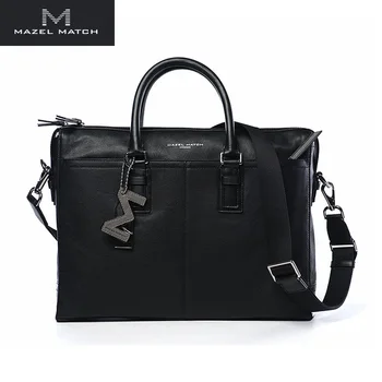 

Fashion Brand Genuine Leather Zipper Closure Businessmen's Large Laptop Briefcase First Layer Cow Skin Male Top-handle Handbag
