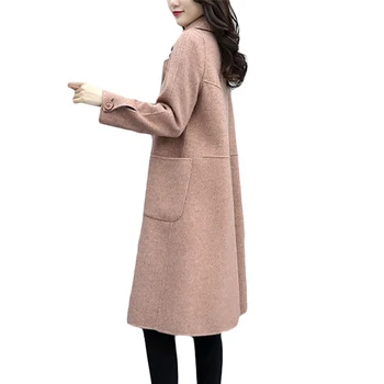 

Women Wool Plaid Long Coat Fashion Woollen Overcoat Loose Outwear Female Winter Loose Warm 2020 new Wool Blends Elegant Parka