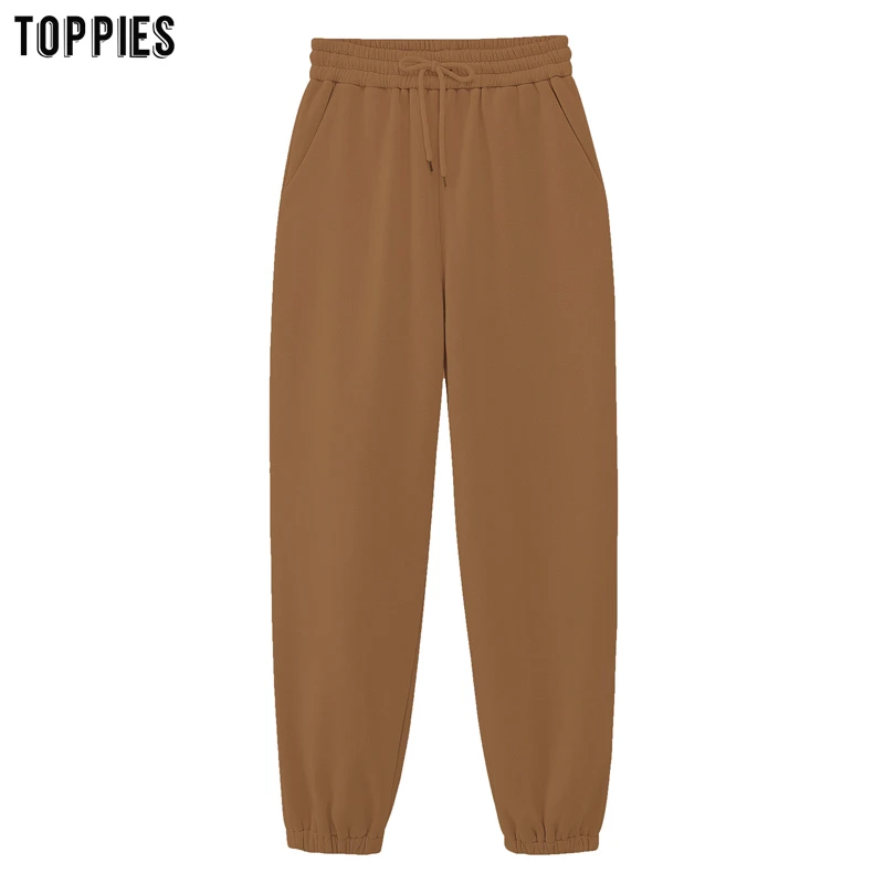 toppies womens fleece pants high waist joggers pants leisure trousers korean style sweatpants causal streetwear