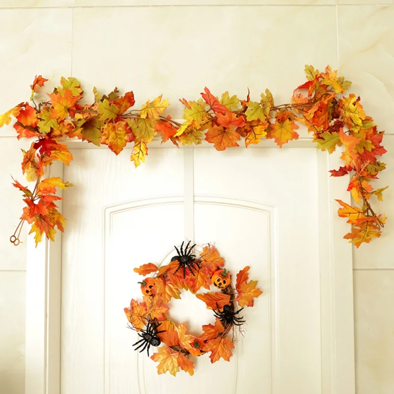 

70Inch Artificial Maple Leaf Rattan DIY Hanging Vines Plants Wreath Garland For Indoor Outdoor Fall Harvest Thanksgiving Wedding