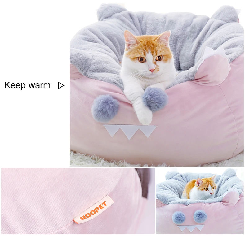 Мягкая кровать для питомца кошки HOOPET для маленьких собак, кровати для кошек, диван, зимние теплые коврики, домик для кошки, гнездо для питомца, глубокая спальная кровать, круглая подушка