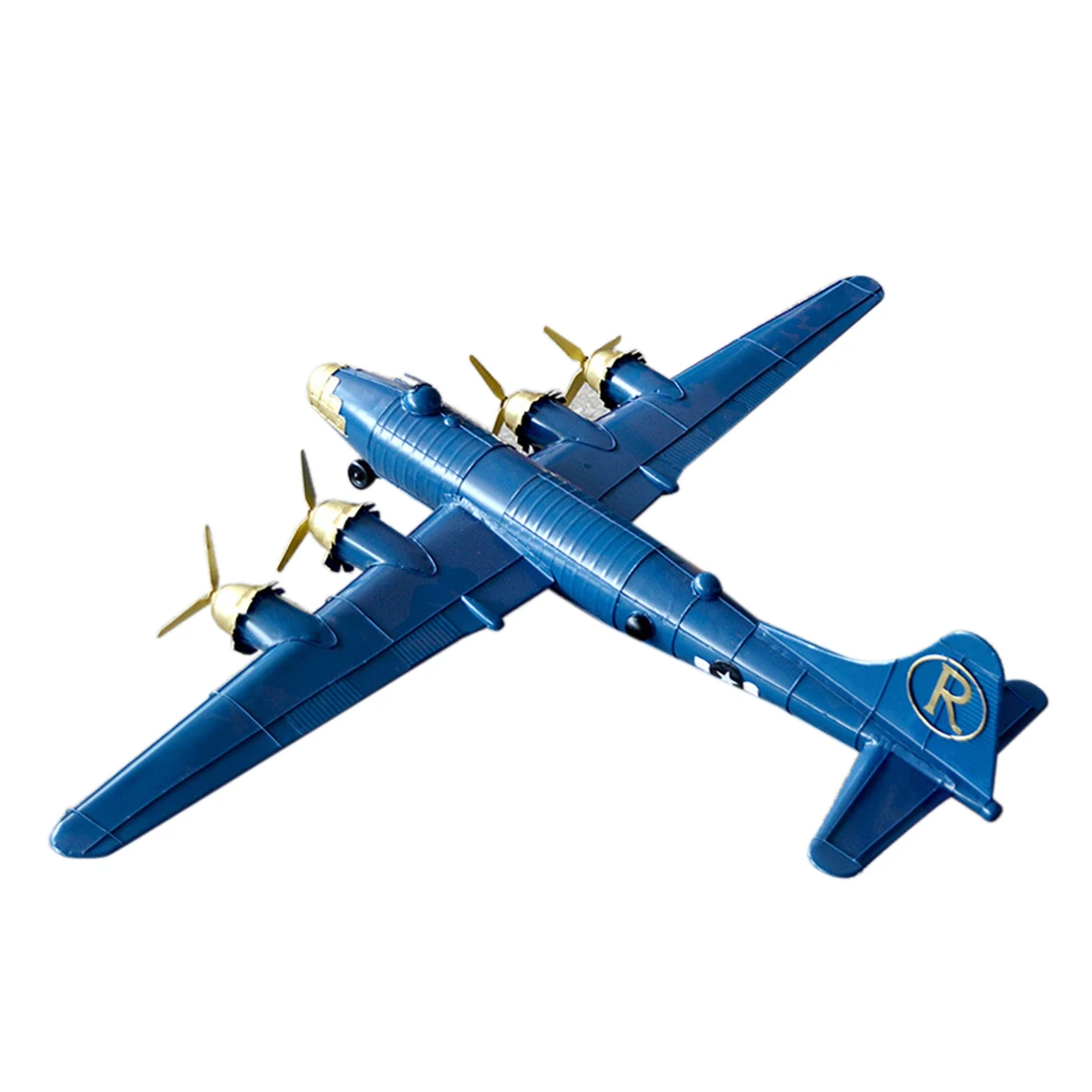 

90 X 65 X 15cm Static Iron Art Aircraft Model Airplane Ornament Desktop Ornament Craft Home Living Room Decoration - Blue Golden