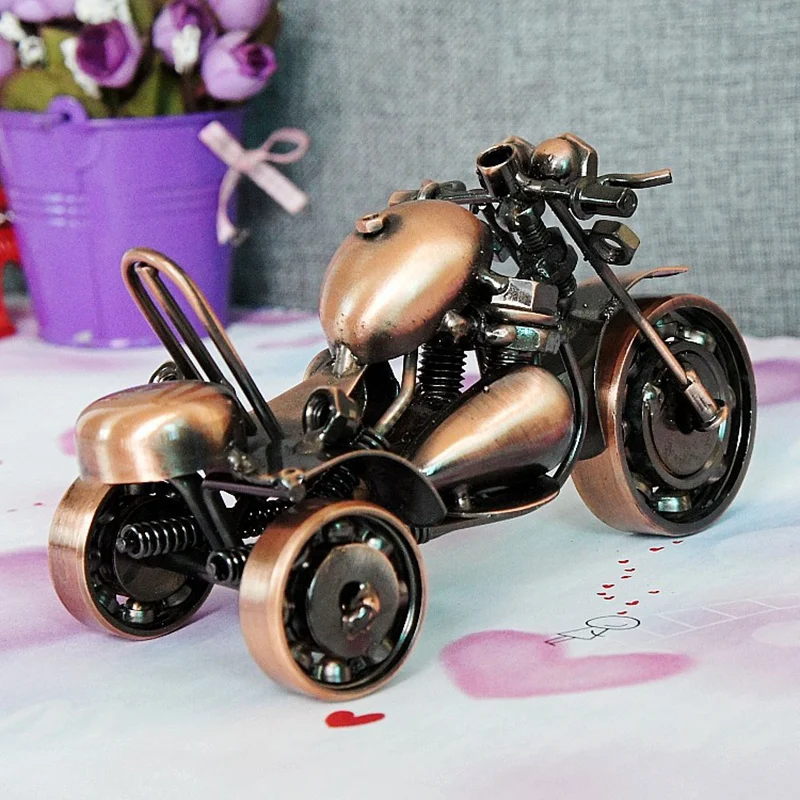 Ретро мотоцикл из кованого железа модель мотоцикла с коляской украшения офиса мебель аксессуары для дома Коллекция подарков