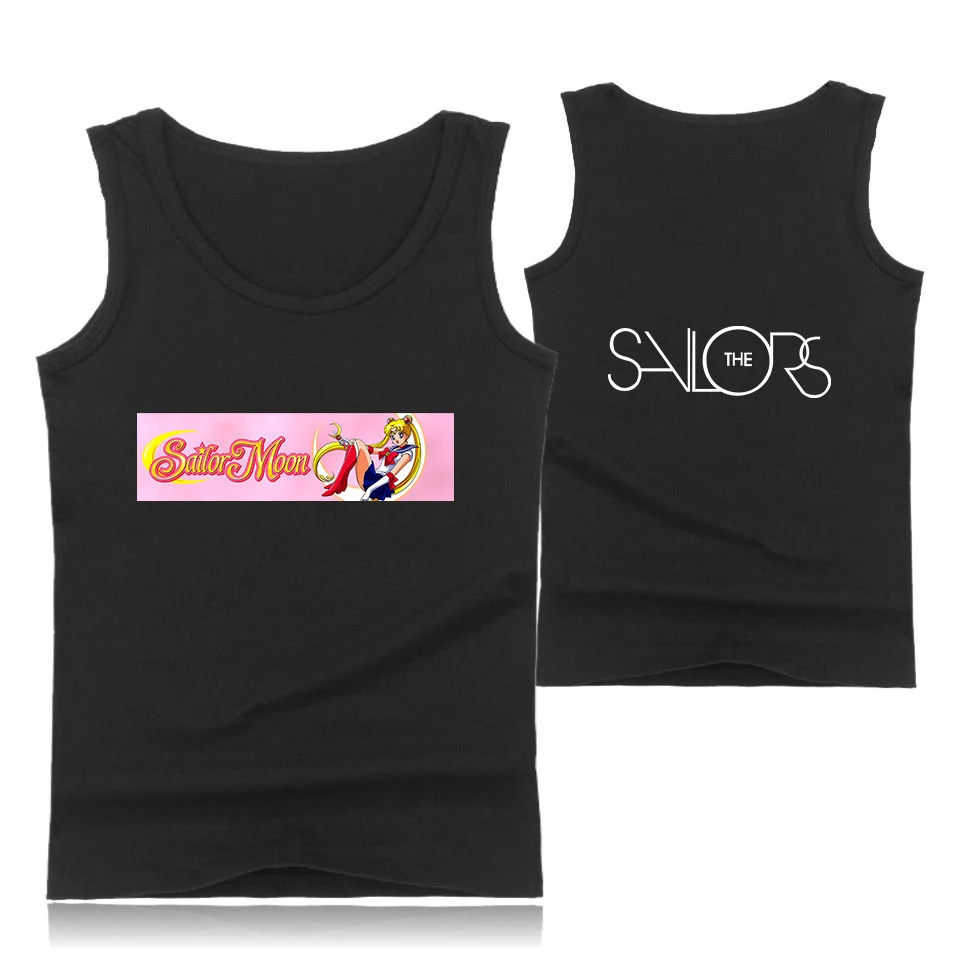 Sailor Moon print Brand Bodybuilding Tank Top Men Fitness Singlet Sleeveless Shirt Harajuku Muscle Vest Undershirt