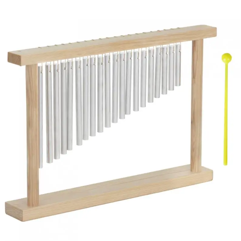 20 Tone Wind Chimes Silver Standing Wooden Frame Playing Wind Chime