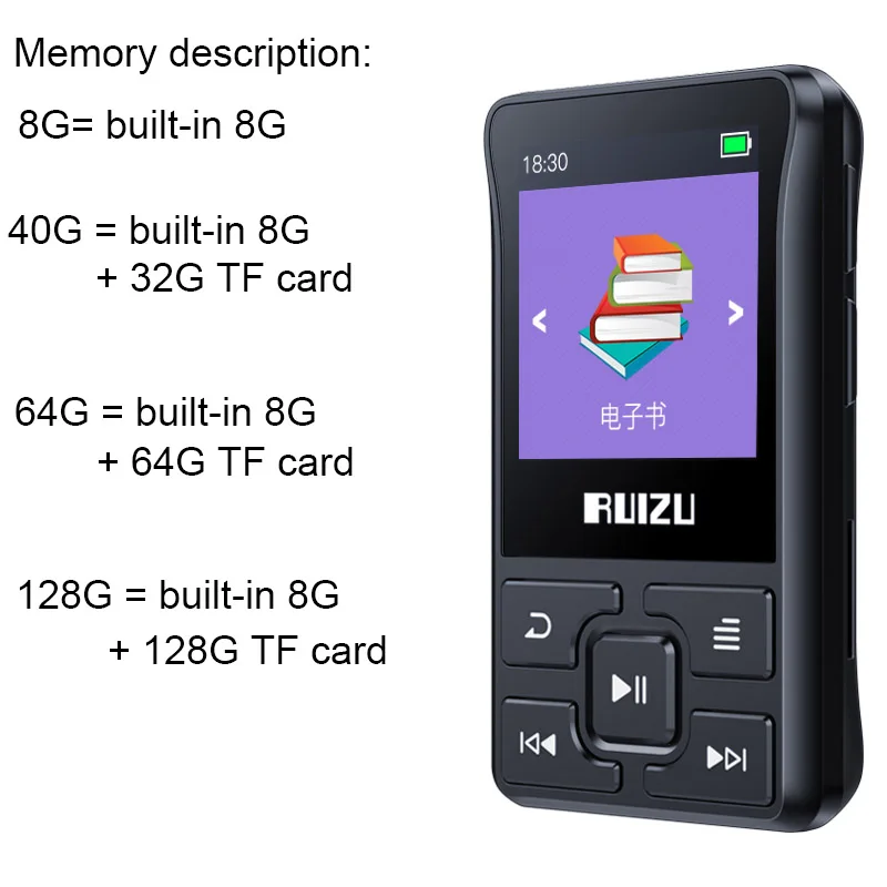 Оригинальный Bluetooth MP3 плеер ruizu x55 с зажимом портативный мини со встроенным 8G и