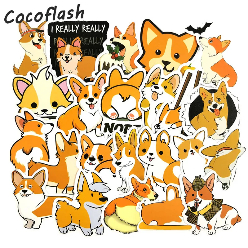 50 Pcs  Dog Stickers Kawaii Sticker For Laptop Skateboard Suitcase Diary Waterproof Toy Sticker For Children