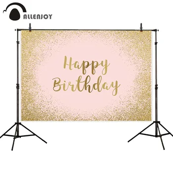 

Allenjoy Bokeh Backdrop Happy Birthday Party Glitter Golden Photozone Background Girl Sparkly Celebration Banner Decoration