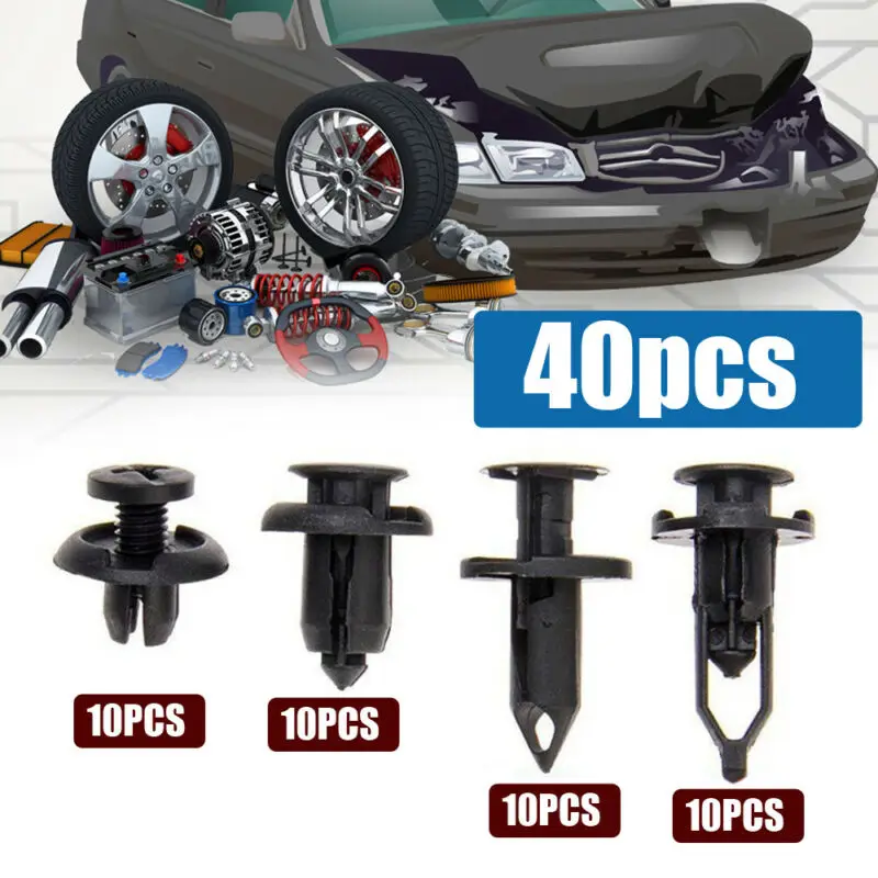 

40pcs Universal Car Plastic Clips Push Retainer Pin Body Bumper Rivet Trim Moulding Clips Car Accessories For Honda BMW