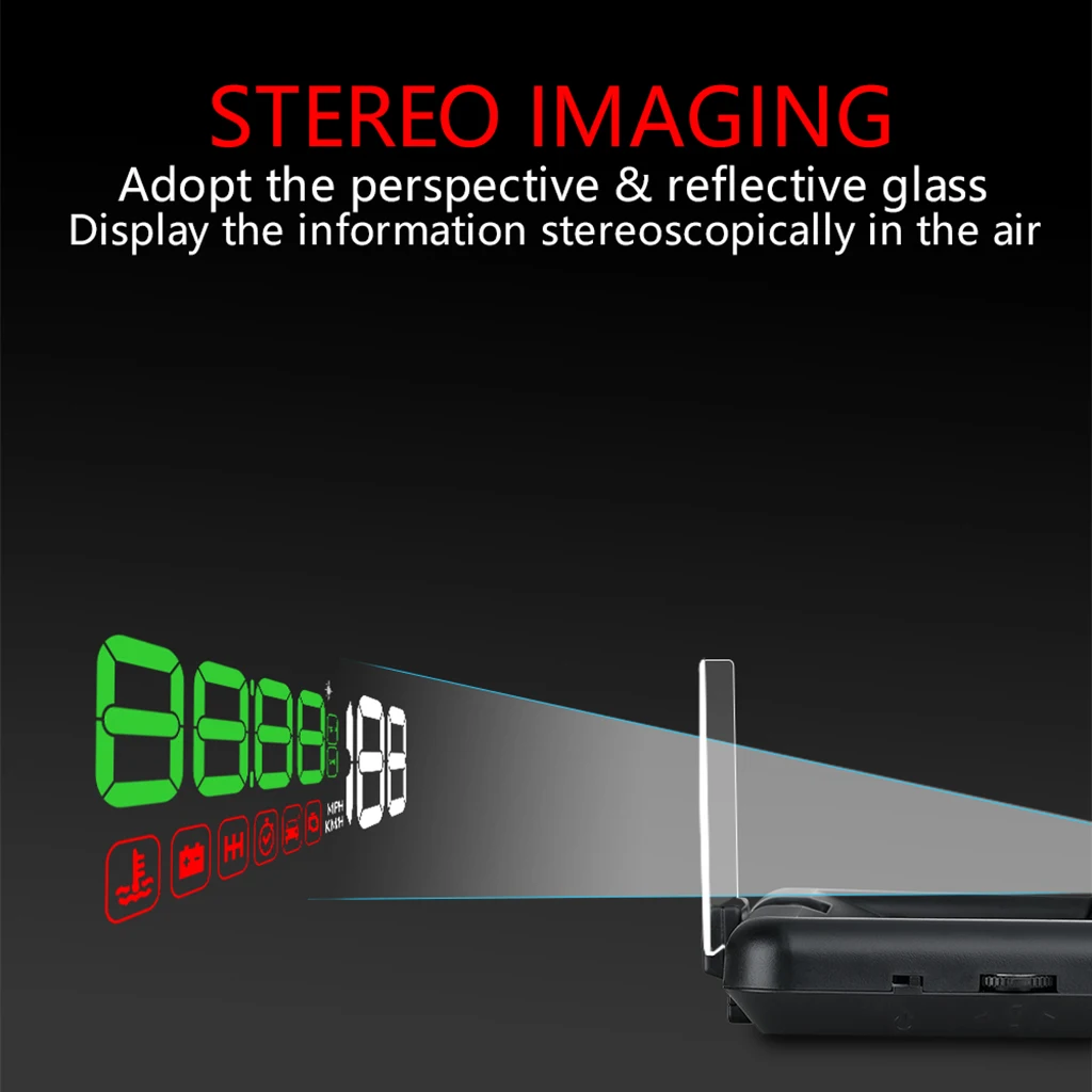 Car Head Up Display Multi-Color Speedometer Windshield Projector -40-80℃