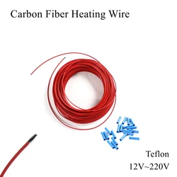 12V 24V 110V 220V Carbon Fiber Heating Cable Teflo PTFE Heating Wire Freeze Infrared Heat Water Pipe Frost Warm Floor Sewer Car