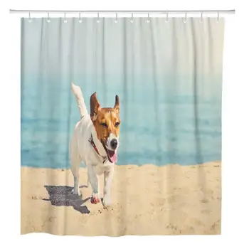 

72"x72" Shower Curtain Waterproof Polyester Fabric Good Luck Inscription on Blue Brush Stroke Inspiration Decorative Bathroom