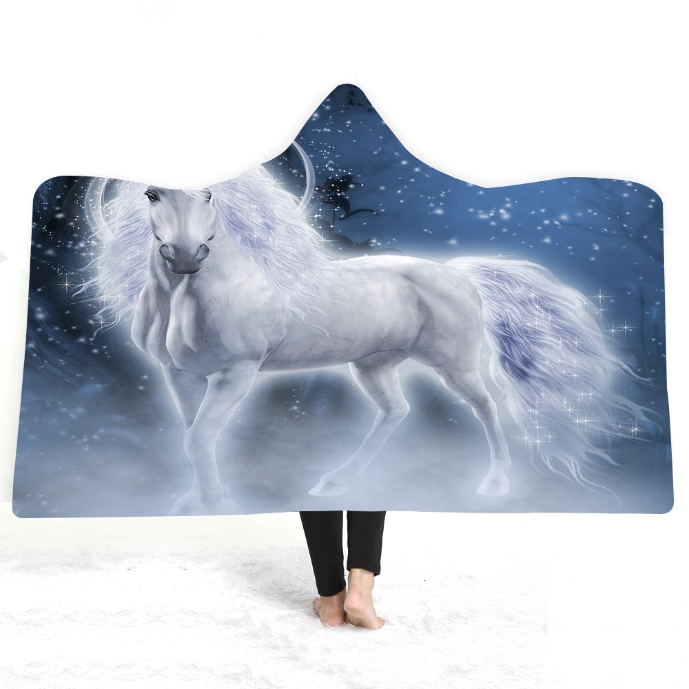 

Wolves Hooded Blanket Adults Popular Fashion 3D Printed Plush Warm Sherpa Portable Soft Plush Bedding Office Quilts Wearable