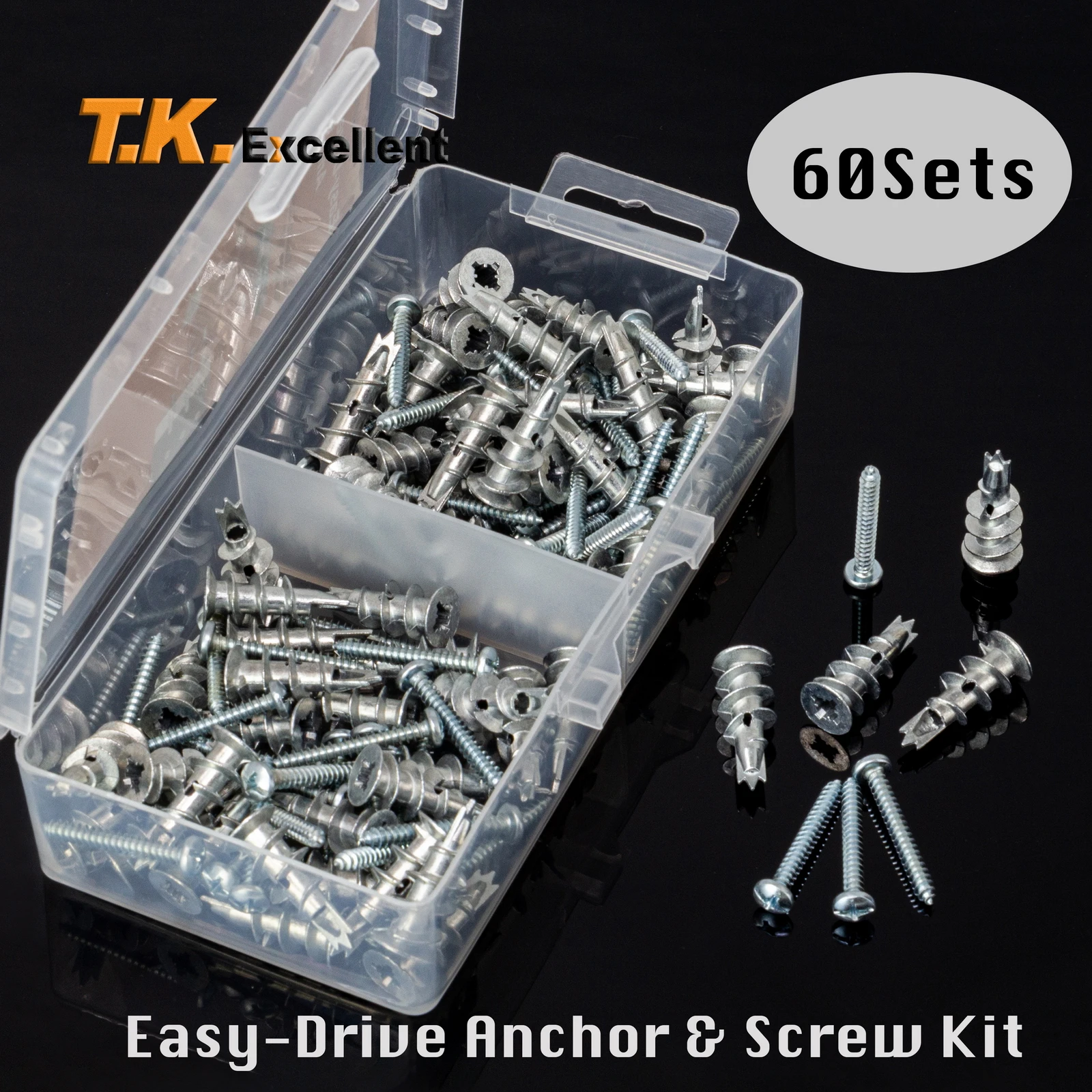 120pcs Plasterboard Drywall Anchor Zinc Alloy Hollow wall Self drilling Wall Plug with Tapping