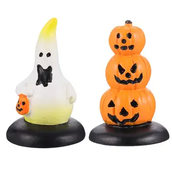 

2Pcs Pumpkin Adornments Practical Creative Adorable Desktop Ornaments Ghost Decorations Halloween Decor for Office Home Shop