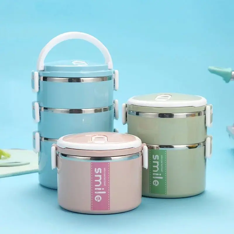 

Container Lunch Box Food Stainless Steel Double Layer Multilayer Insulated Barrel Container Circle Large-Volume Seperated
