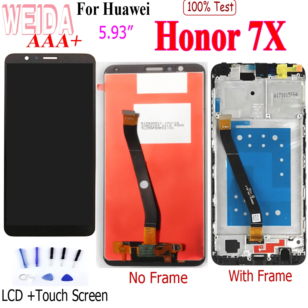 

WEIDA 5.93"For Huawei Honor 7X LCD Display + Touch Screen Assembly with Frame For Honor7X BND-AL10 BND-L21/L22 Lcd