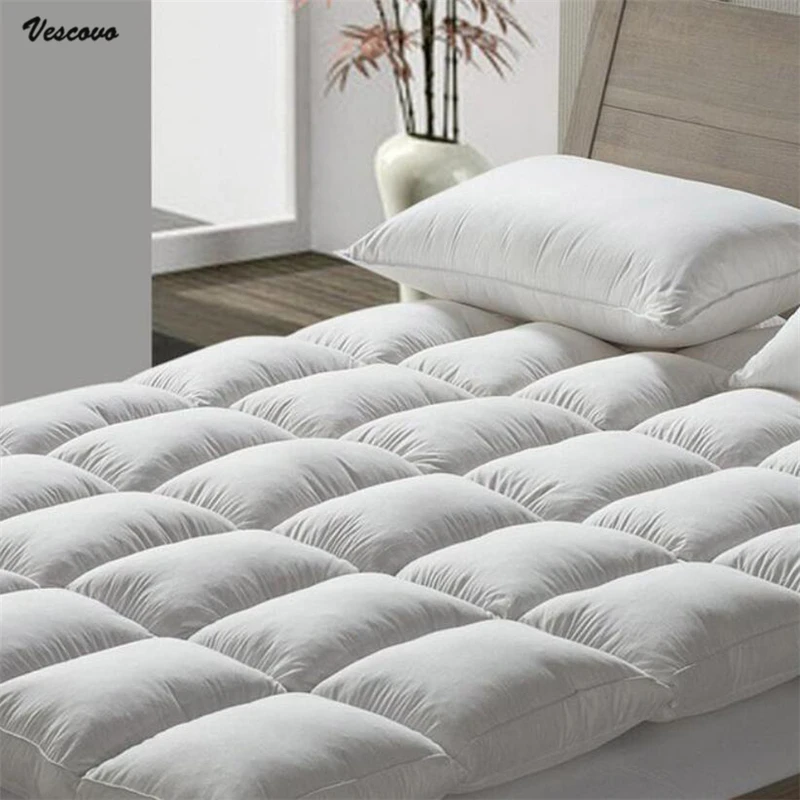 10cm thickness Duck down fiber mattress queen bed cotton shell goose