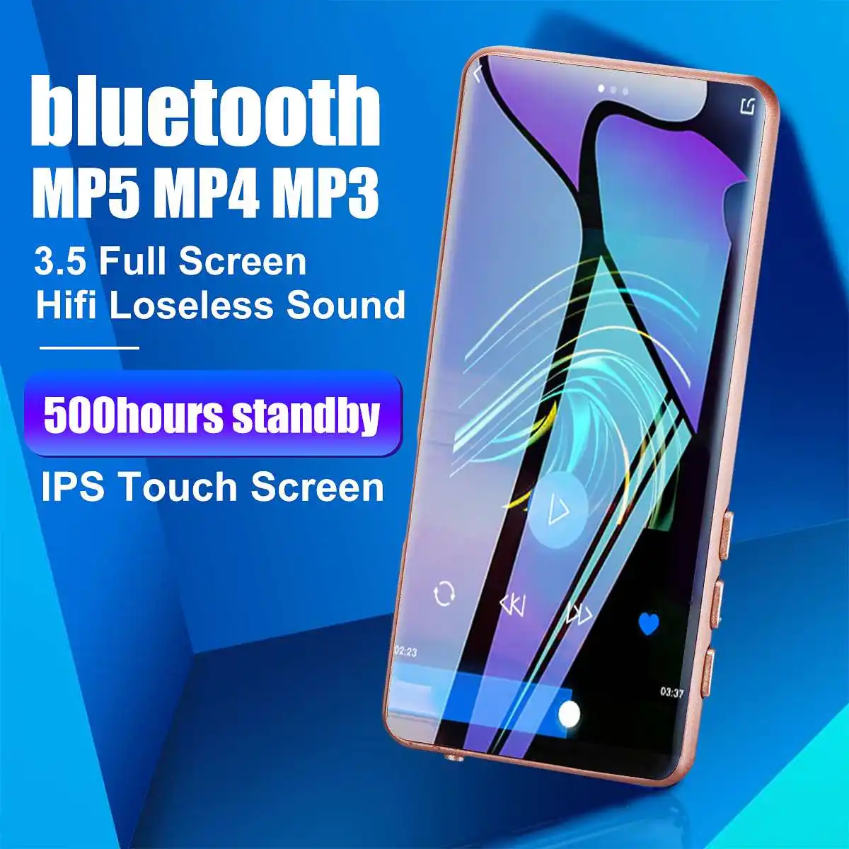 Reproductor de música MP3 Hifi con bluetooth, pantalla táctil de 3,5 pulgadas, grabadora de vídeo y sonido, Radio FM con 8GB de altavoces incorporados, hasta tp, tarjeta TF de 128GB