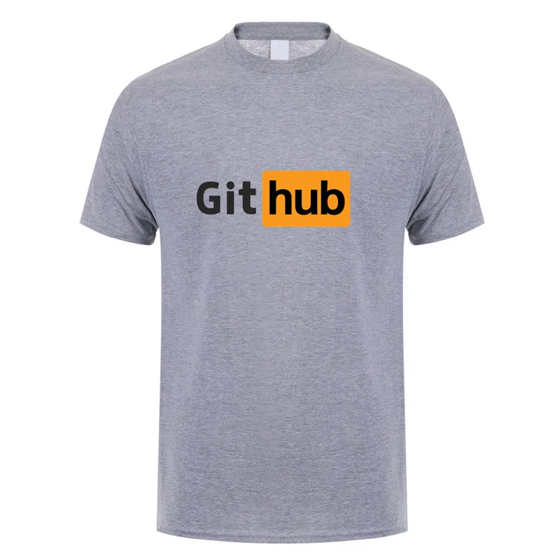 Забавный дизайн футболка Github хлопковая Футболка с круглым вырезом и короткими рукавами Мужская футболка LH-151 - Цвет: Sport Grey